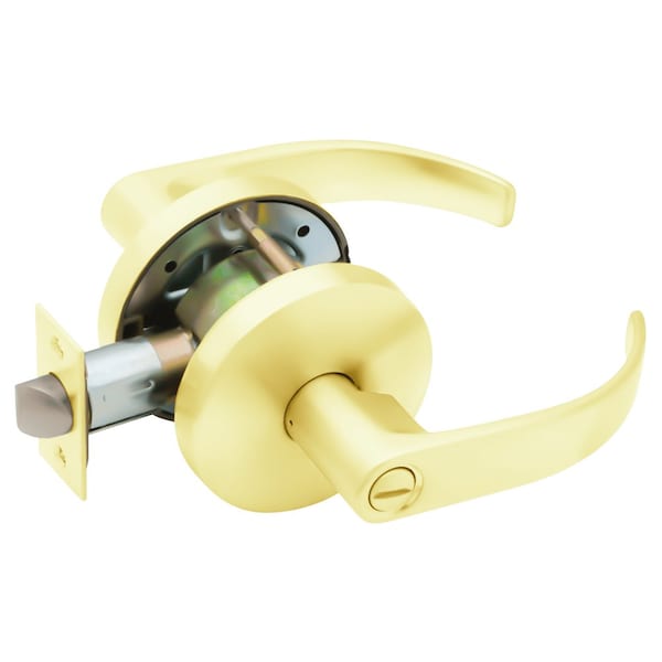 Grade 2 Privacy Cylindrical Lock, Non-Keyed, Quantum Lever, Standard Rose, Bright Brass Finish